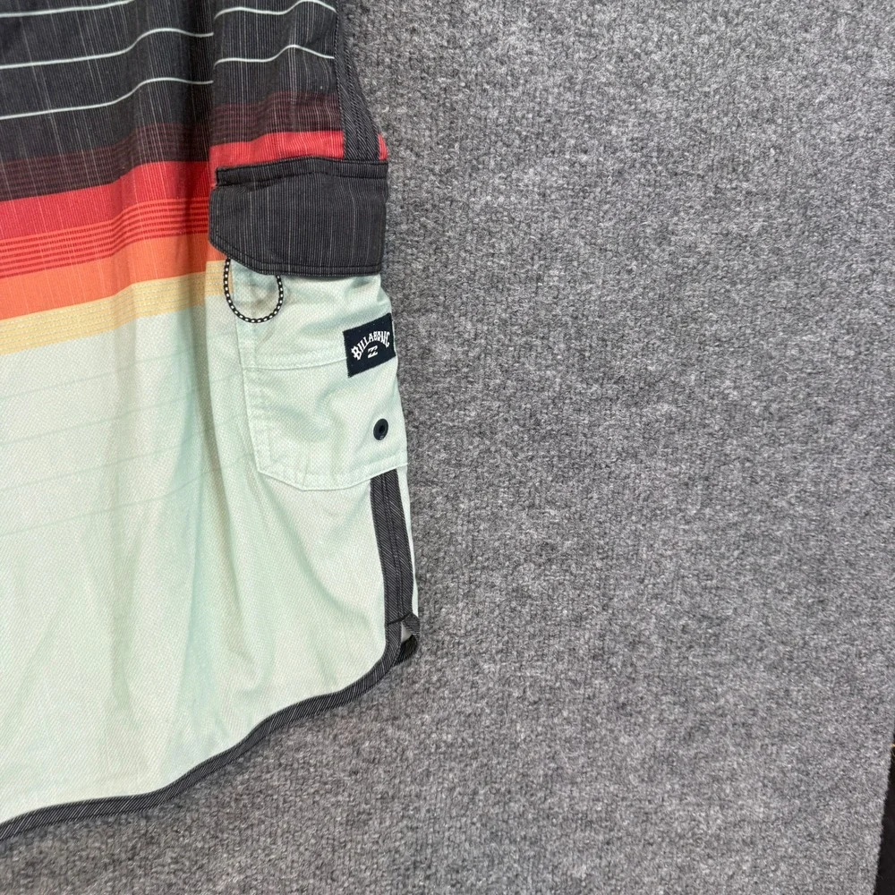 Billabong Board Shorts Mens 38 Mint Green‎ Striped 73 Pro Recycler Swim Trunks